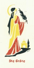 Carte double saint patron : illustration Sainte Grâce